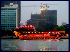 Colourful ship of Pearl River and Huzhu district seen from Shamian Island.
